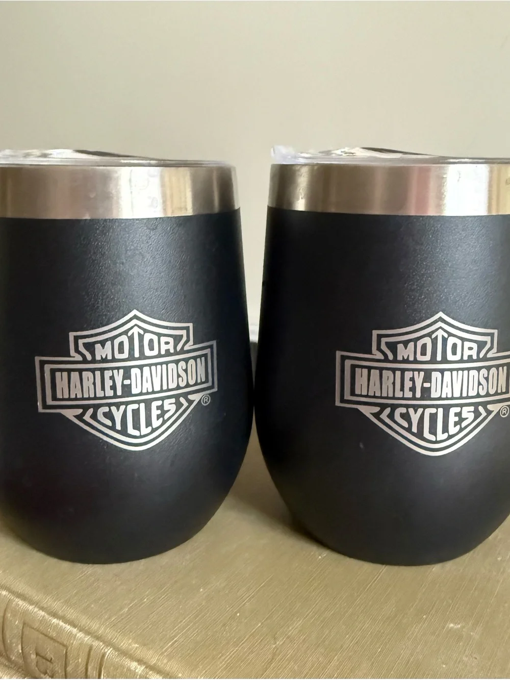 Harley-Davidson Black and Silver Stainless Steel Tumblers - Set of 2